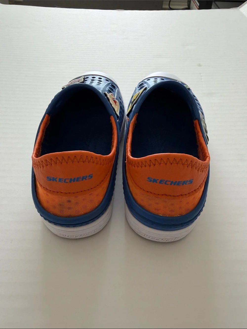 Skechers Blue Slip-On Water Clogs with Orange Lining kids size 13